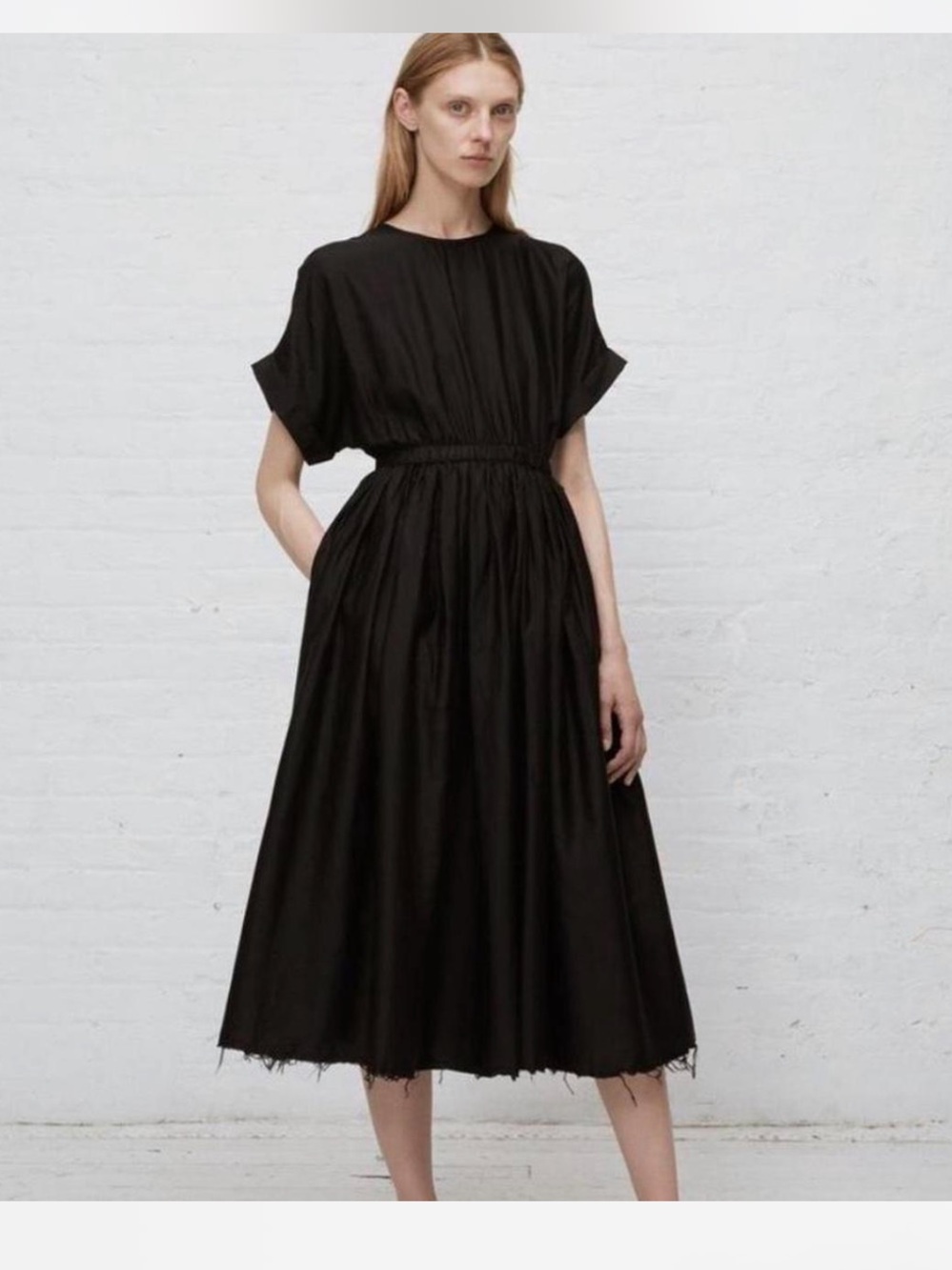 Black Crane, Black Pleated Dress